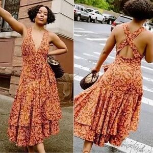 J.Crew NWT Cross-back ruffle-hem dress in‎ vintage vines Size 6
